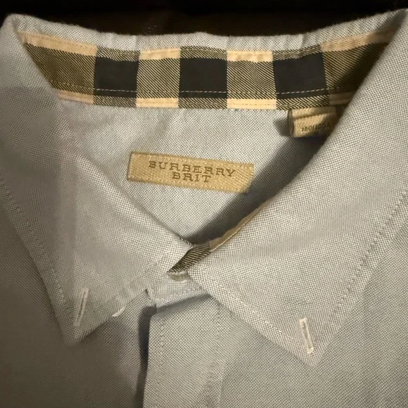 Burberry Light Blue Casual Button Down Shirt excellent condition size L